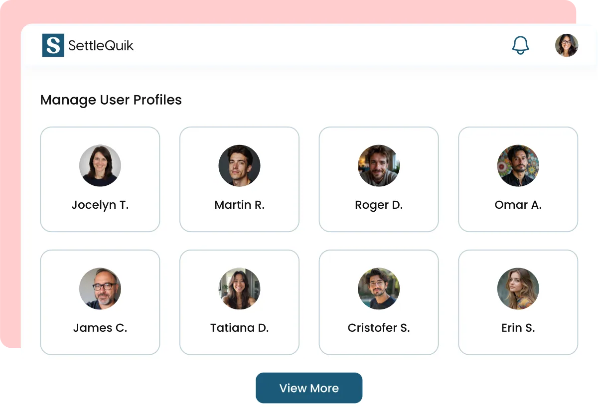 SettleQuik agency command center dashboard for managing creator profiles